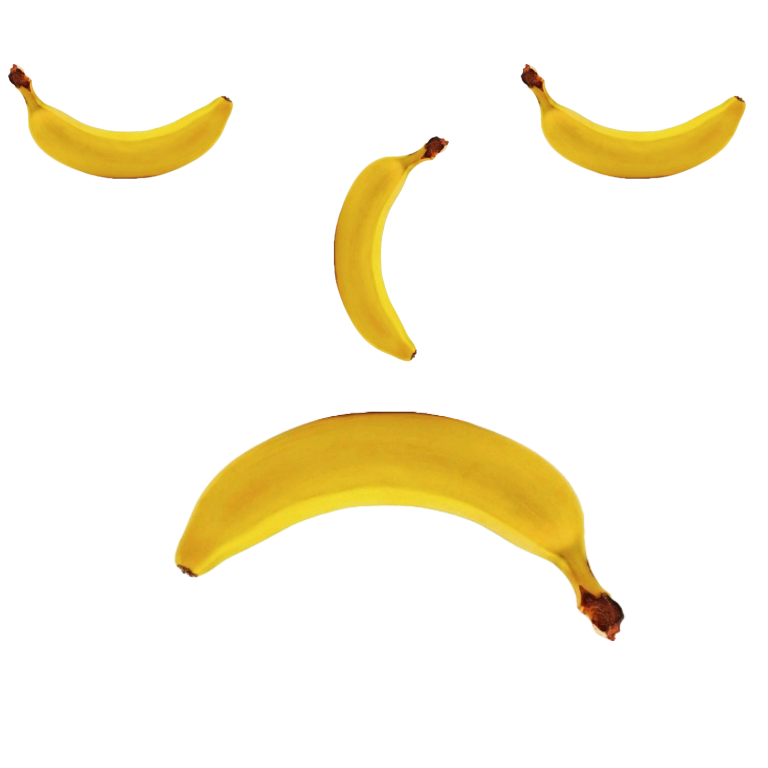 a sad face composed out of bananas